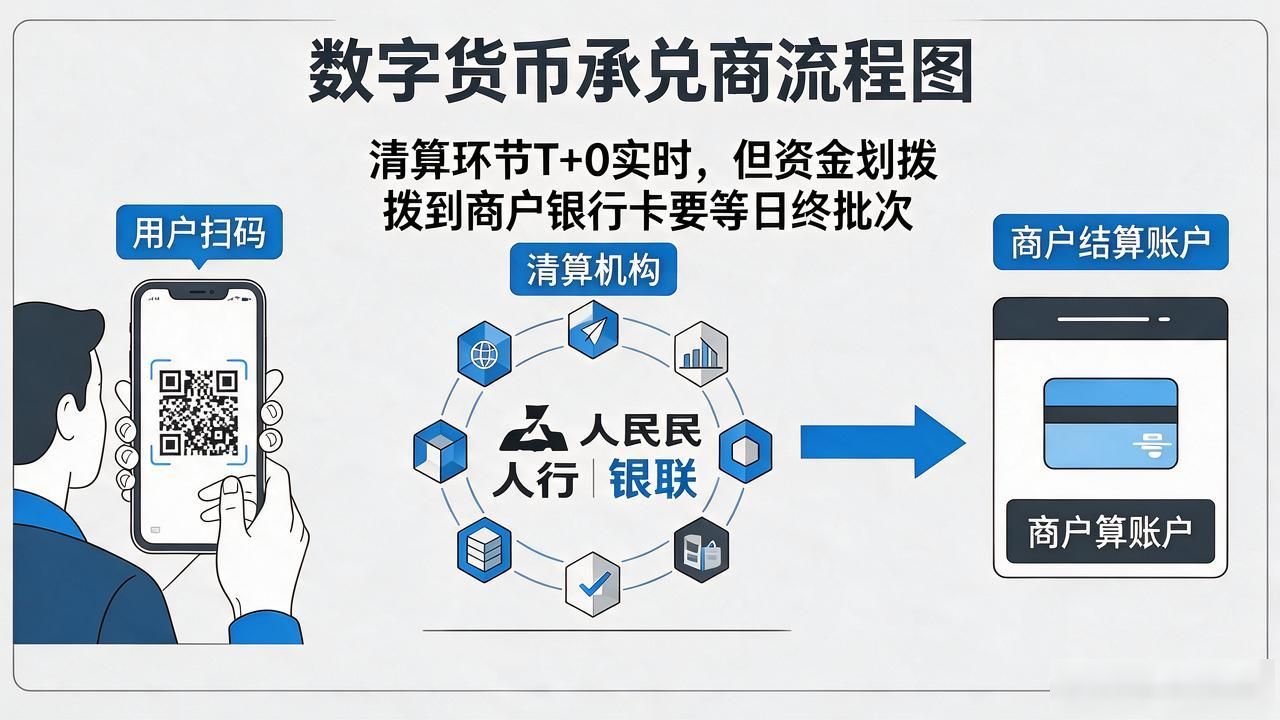 数字货币承兑商流程图，从用户扫码到商户到账全链路拆解