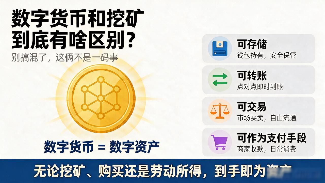 数字货币和挖矿到底有啥区别？别搞混了，这俩不是一码事