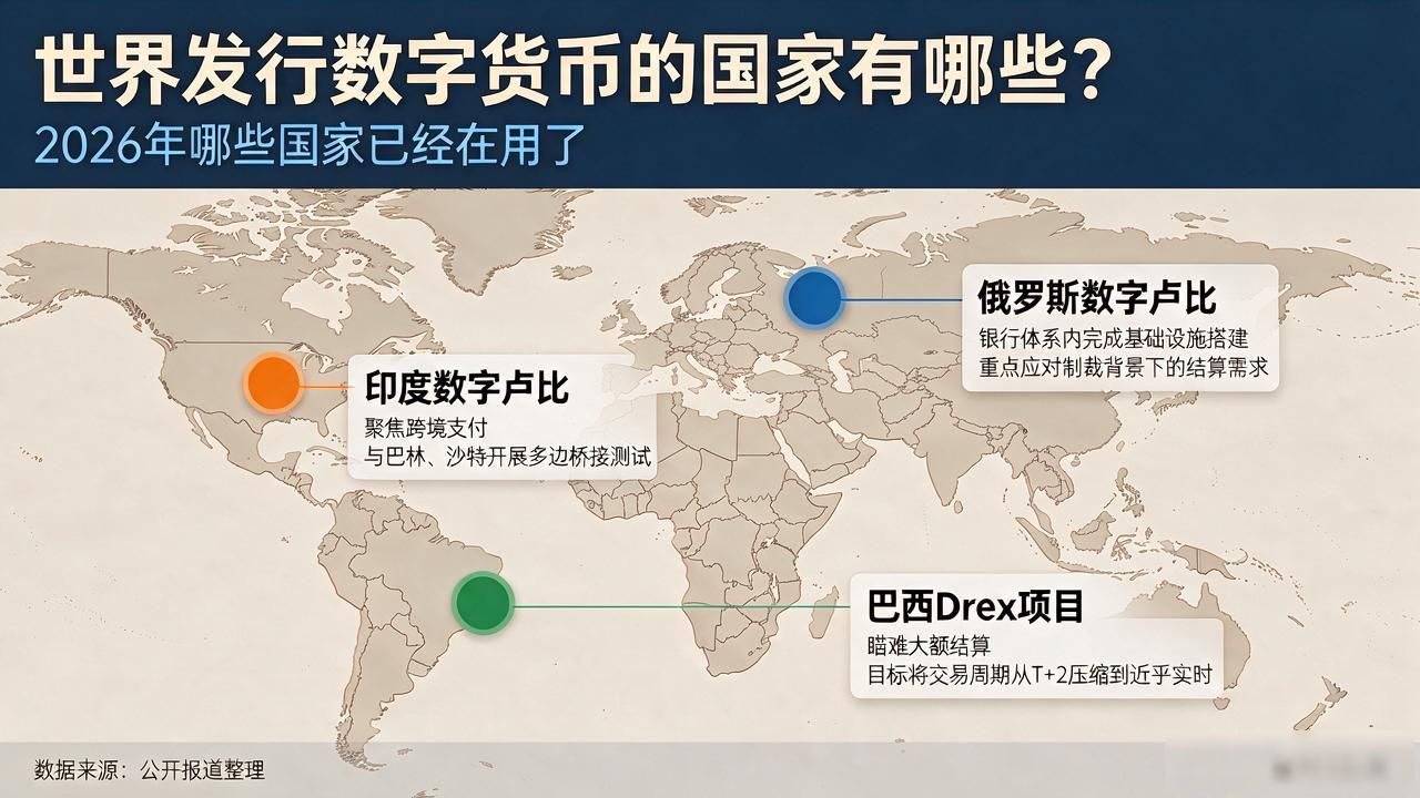 世界发行数字货币的国家有哪些？2026年哪些国家已经在用了